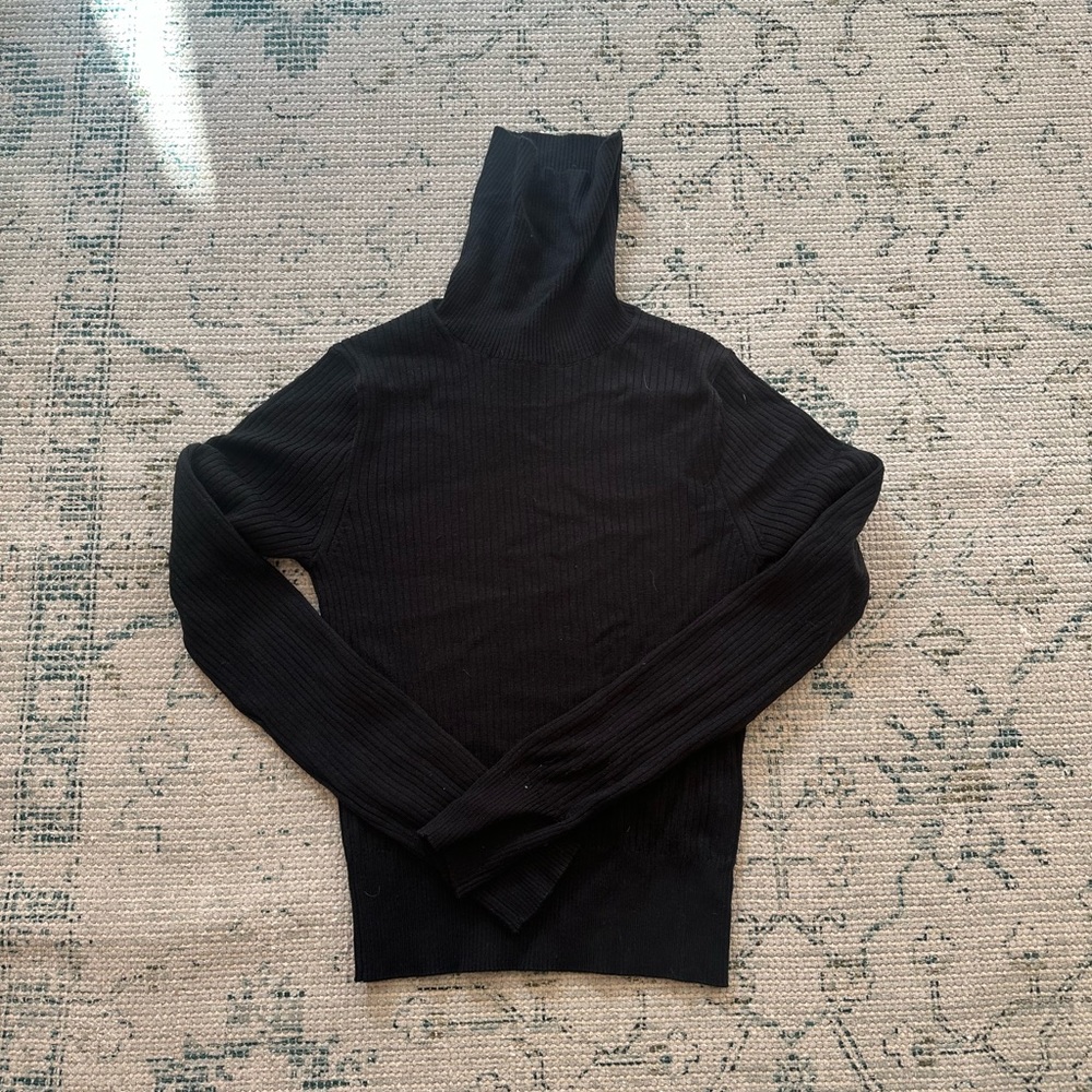 J. Crew Cropped Black Ribbed Turtleneck